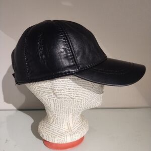 Leather Black Hat Cap Unisex